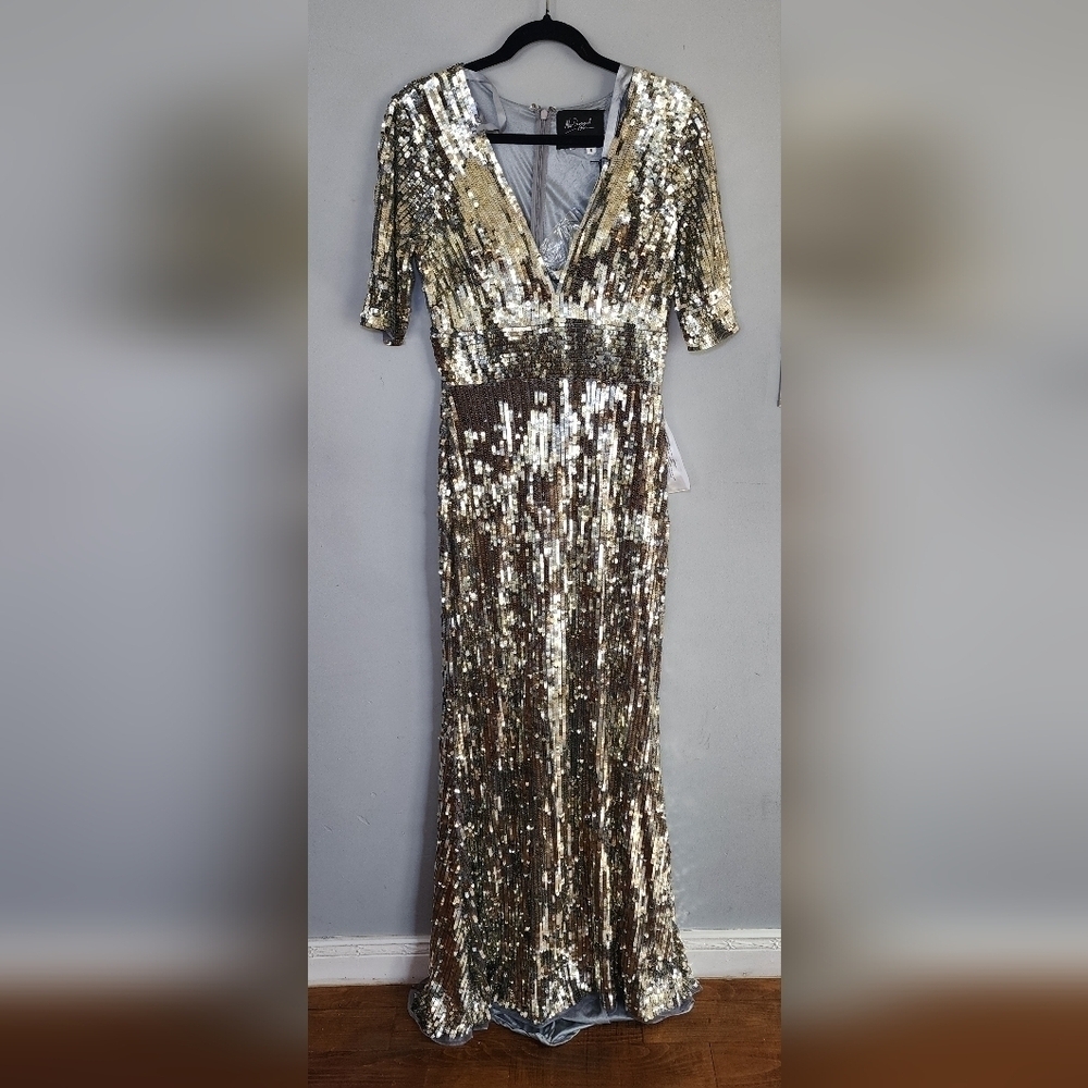 Mac Duggal Gold Sequin Gown